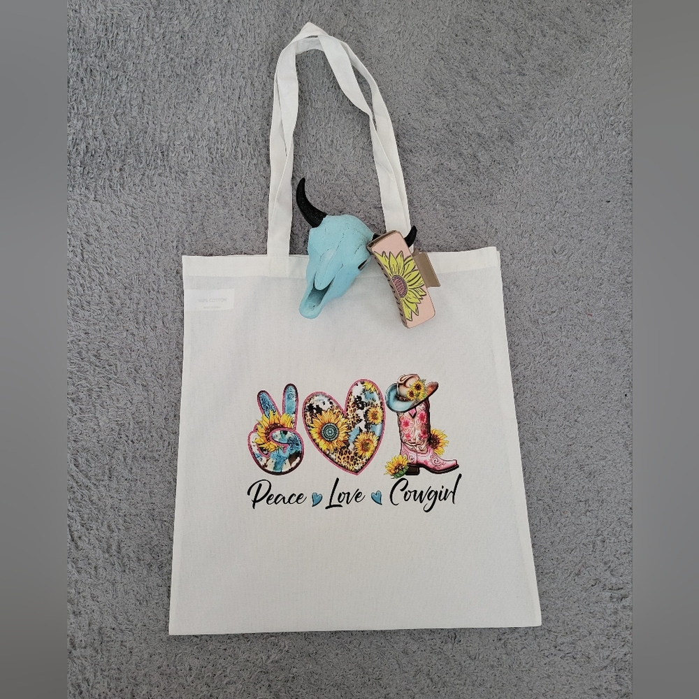 Western Tote Bag Hair Claw Gift Set Rodeo Shopping Festival Farmers Market